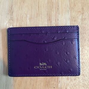 Coach Purple Card Holder Smooth Leather